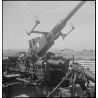 Pièce d'artillerie anti-aérienne 40 mm Bofors sans servants à Bizerte.