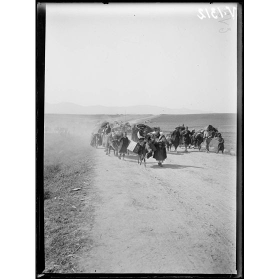 Kalenitz (NE de Florina). Les habitants chassés par les bulgares, y rentrent aussitôt la prise du village par les français. [légende d'origine]