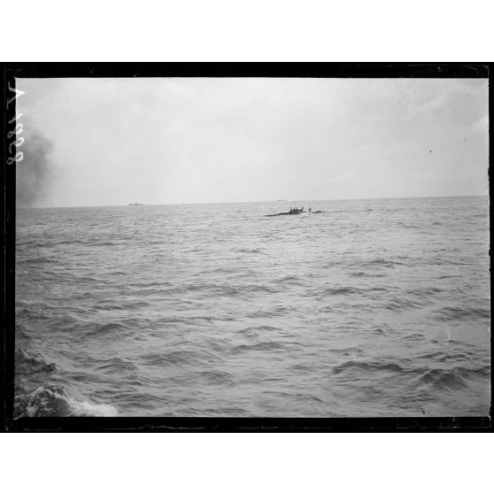 Toulon. Le sous-marin Andromaque en plongée. [légende d'origine]