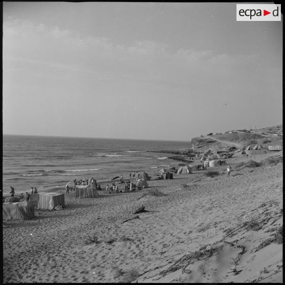 [Population civile à la plage d'Aïn-el-Turck à Oran.]