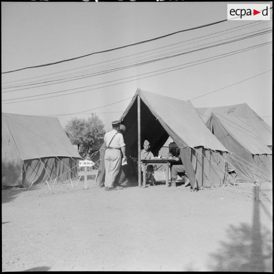 Le 2e bureau au campement du  5e RCA  (régiment de chasseurs d'Afrique) et du 2e RTA (régiment de tirailleurs algériens) en manoeuvre à Yakouren.