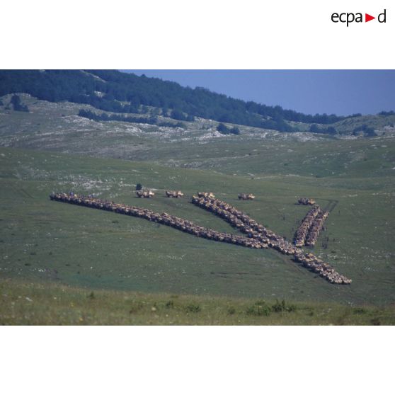 Défilé des véhicules et des blindés de la BMN (VAB, VBL et AMX-10-RC) le 14 juillet sur le plateau de Glavice-Trébichevo en Bosnie.