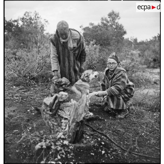 Supplétifs du 1er GSM (groupe de supplétifs marocains) de la 1re DMM (division de marche du Maroc) dans le secteur de Maktar.