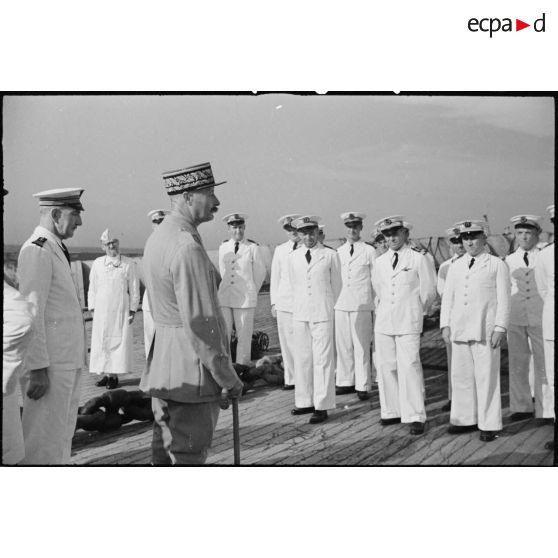 Discours du général d'armée Henri Giraud à bord du cuirassé Jean Bart.