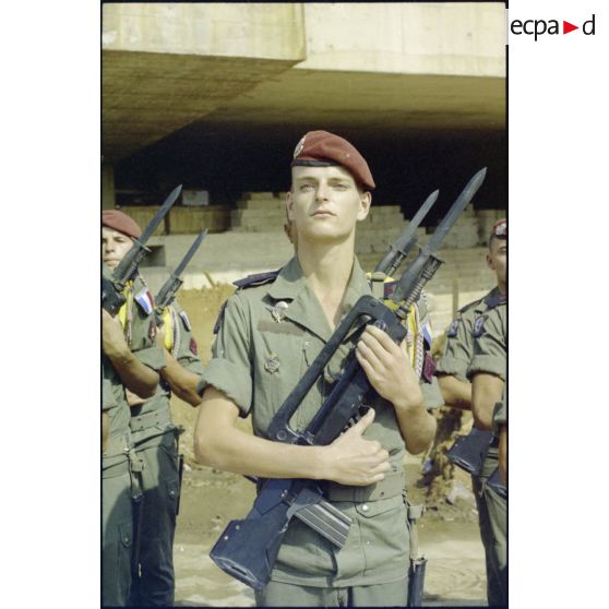 Portraits de paras du 8e RPIMa lors d'une prise d'armes internationale à Beyrouth.