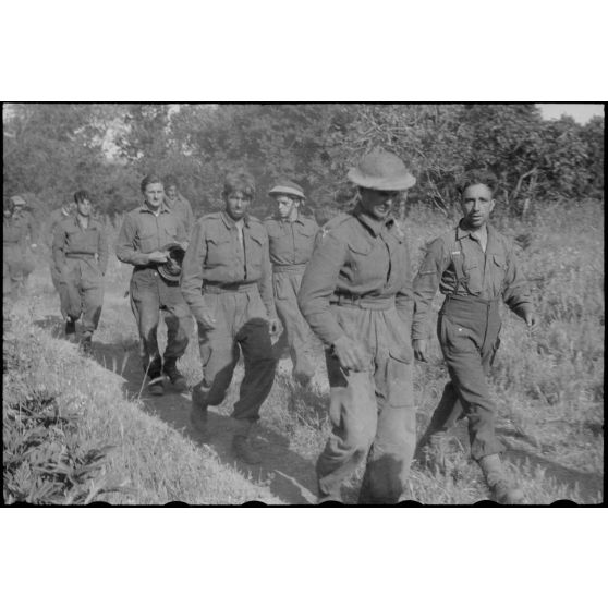 En Italie, sur le front d'Anzio-Nettuno (Latium), des soldats de la 5e division d'infanterie britannique (5th infantry division) capturés par des parachutistes de la 4e division aéroportée allemande (4.Fallschirmjäger-Division).