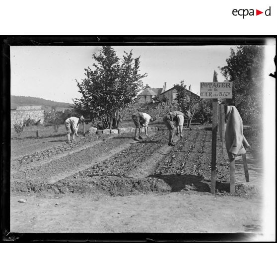 Missy-sur-Aisne (Aisne). Soldats faisant de la culture maraîchère. [légende d'origine]