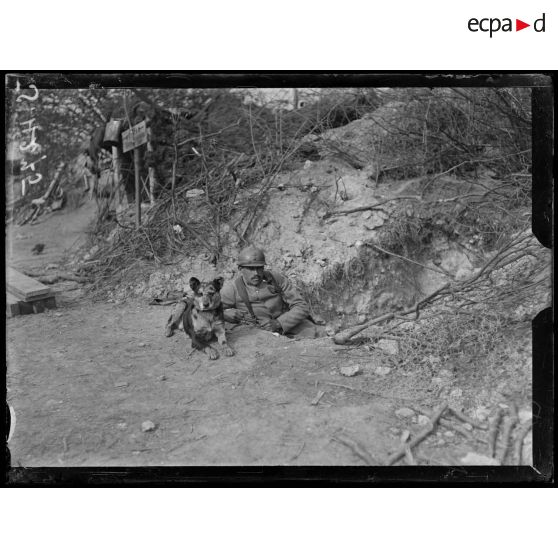 Courval (Aisne). Un chien sentinelle. [légende d'origine]