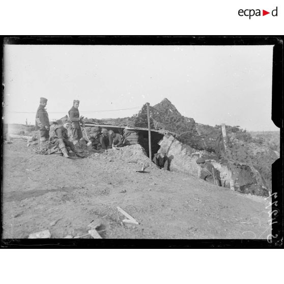 Allemant (Aisne). Batterie américaine camouflée. [légende d'origine]