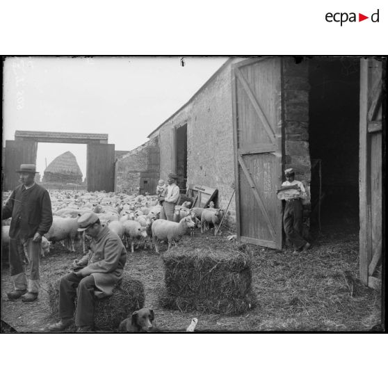 Etampes. La grange des Mayers. La lettre au pays. [légende d'origine]