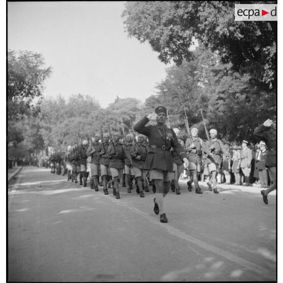 Au cours de la cérémonie, le 29e RTA (régiment de tirailleurs algériens) défile.