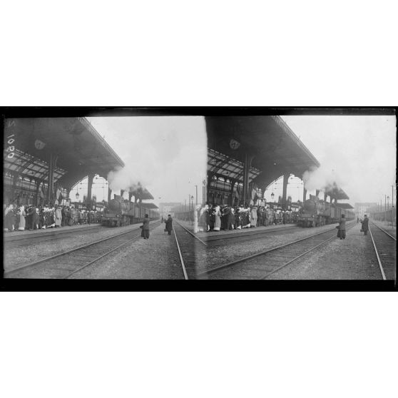 Lyon Brotteaux. Arrivée du train en gare. [légende d’origine]