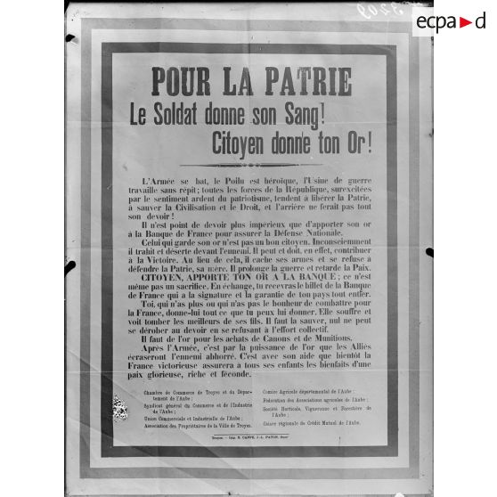 Paris. Musée Leblanc. Affiche. Troyes. Echange d’or. [légende d’origine]