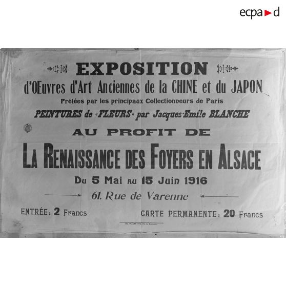 Paris. Musée Leblanc. Affiche. Exposition d’oeuvres d’art de la Chine et du Japon. [légende d’origine]