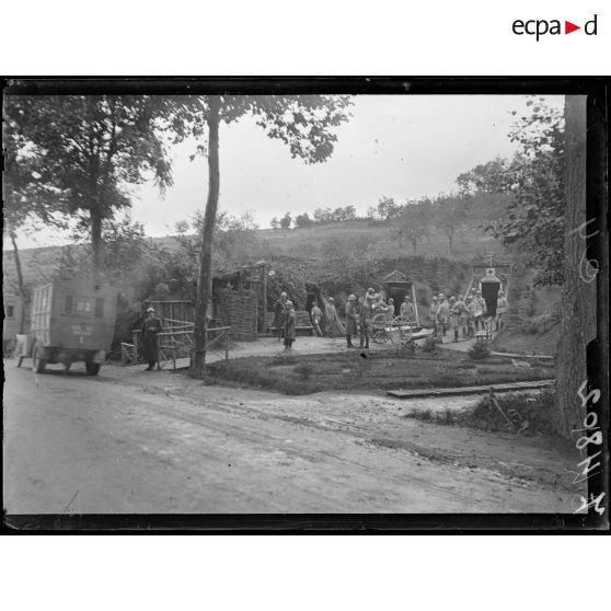 Badonviller, Meurthe-et-Moselle, les ambulances américaines aux armées, le poste de secours du "village nègre". [légende d'origine]