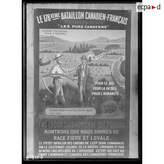 Paris. Musée Leblanc, 6 avenue Malakoff. Affiche pour les enrôlements au Canada. [légende d'origine]