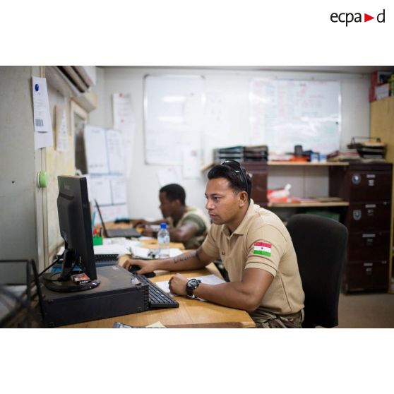 Le personnel du détachement de transit interarmées (DéTIA) gère le circuit d'arrivée du personnel montant à Gao, au Mali.