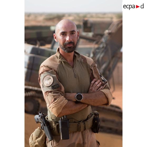 Portrait du lieutenant Vincent, chef du détachement du 19e régiment du génie (RG) à Gossi, au Mali.