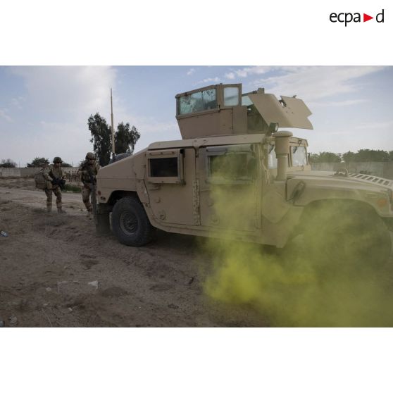 Des instructeurs font une démonstration de prise à partie sur le camp de Bagdad (Irak).