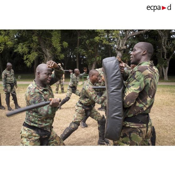 Des gendarmes ivoiriens s'entraînent aux techniques de combat rapproché à Abidjan, en Côte d'Ivoire.