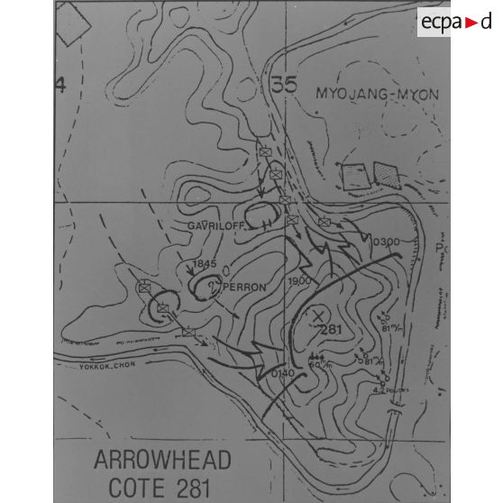 [Plan opérationnel de la cote 281 à Arrow Head.]