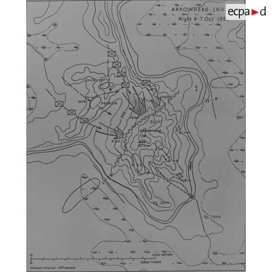 [Plan opérationnel de la cote 281 à Arrow Head. White Horse area. 6 et 7 octobre 1952.]