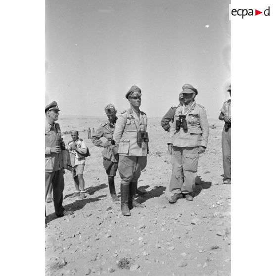 Cette réunion rassemble le maréchal (Generalfeldmarschall) Erwin Rommel, le général (Generalleutnant) Hermann-Bernhard Ramcke (commandant de la 1. Fallschirmjäger-Brigade), l'Oberst Westphal, le général Federico Ferrari-Orsi, commandant du Xe corps d'armée italien.