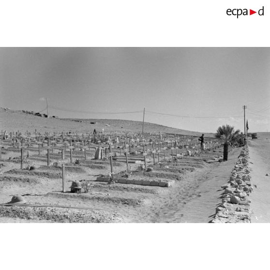 Un cimetière militaire de l'Axe, on identifie autant des tombes allemandes qu'italiennes.