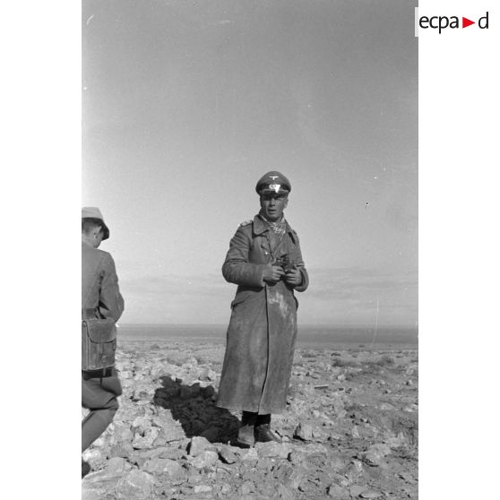 Le général Erwin Rommel sur le poste d'observation de Sidi Azeiz.