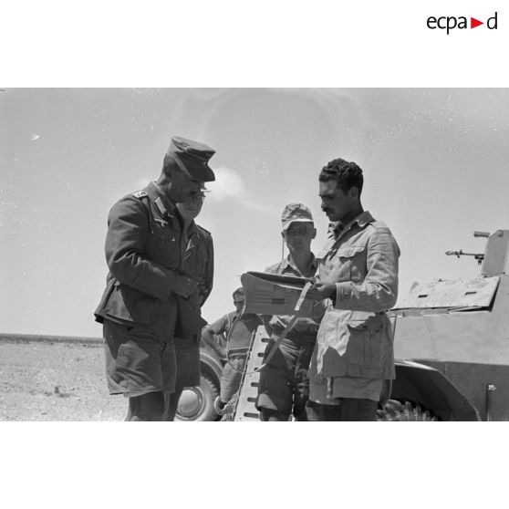 Le capitaine Bach rencontre le lieutenant italien Maira, titulaire de la croix de fer de seconde classe, décoration reçue suite à la bataille de Sollum.