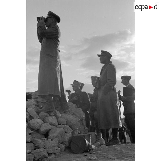 Observation du front de Tobrouk depuis les hauteurs de Sidi Azeiz.