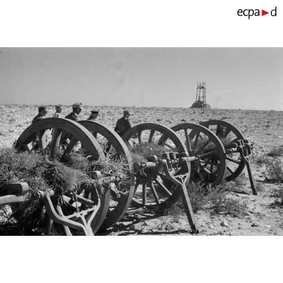 Lors d'une inspection de Rommel, l'avant-train des canons italiens abandonnés.