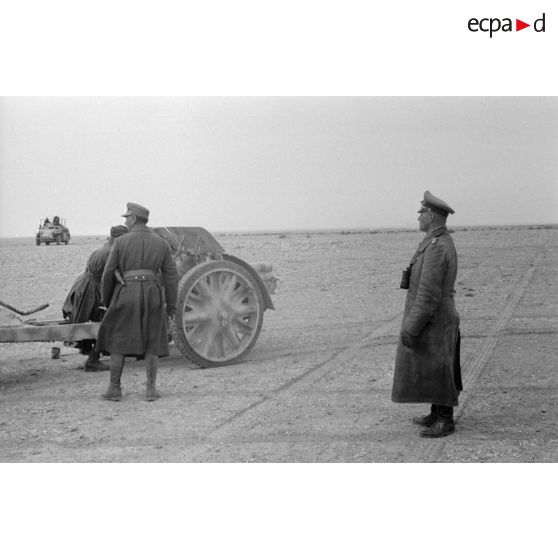 Le général Erwin Rommel fait mettre en batterie des canons italiens Obice da 100/17 modello 14.