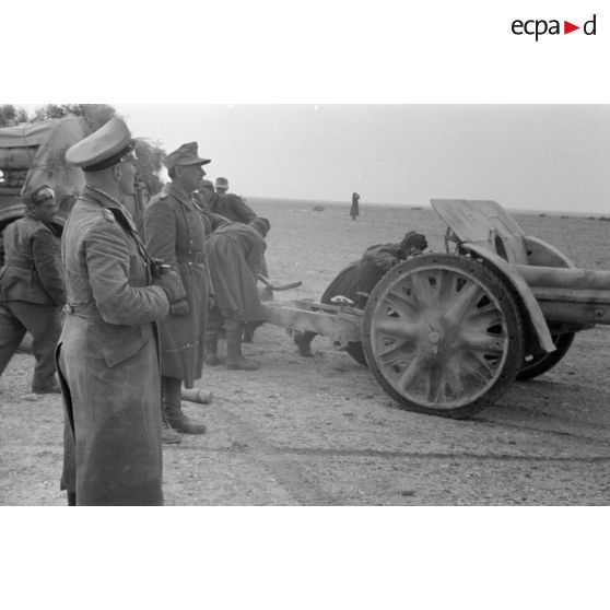 Le général Erwin Rommel fait mettre en batterie des canons italiens Obice da 100/17 modello 14.