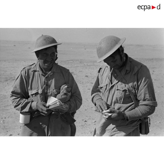 Des prisonniers sont fouillés par des soldats allemands près d'un chasseur de char Panzerjäger (Pz-jaeger-I).