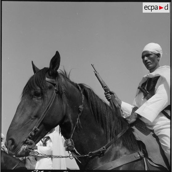 Un cavalier d'une compagnie saharienne.