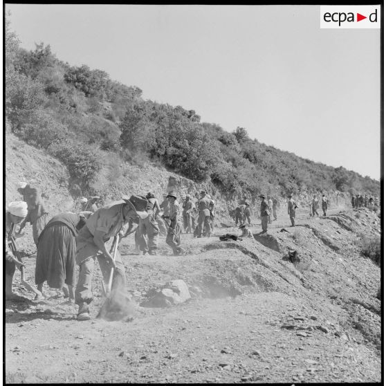 Réparation d'une piste coupée par les HLL.