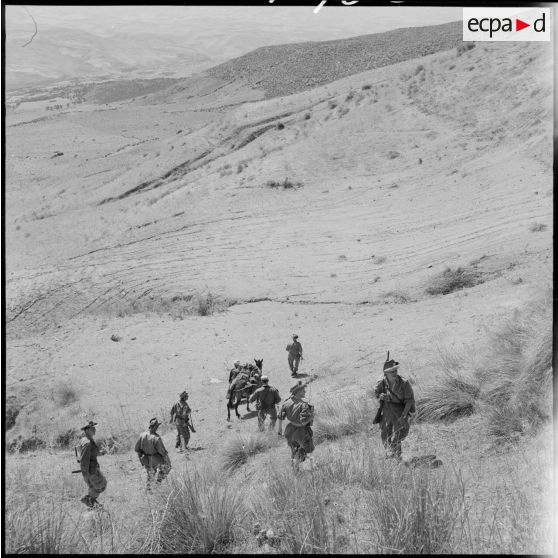 Le PC du capitaine Robert Froment se déplace dans le djebel Zouarha.