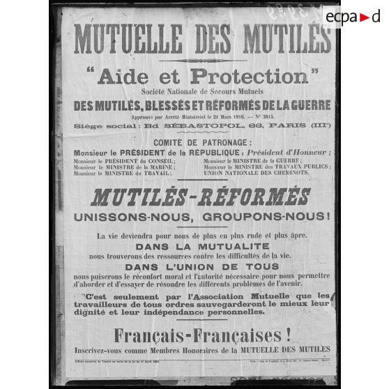 Paris, affiche, mutuelle des mutilés. [légende d'origine]