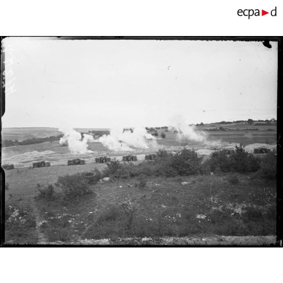 Près de Naix, camp Franklin, instruction des contingents américains. Exercices des contingents américains avec tirs réels. [légende d'origine]