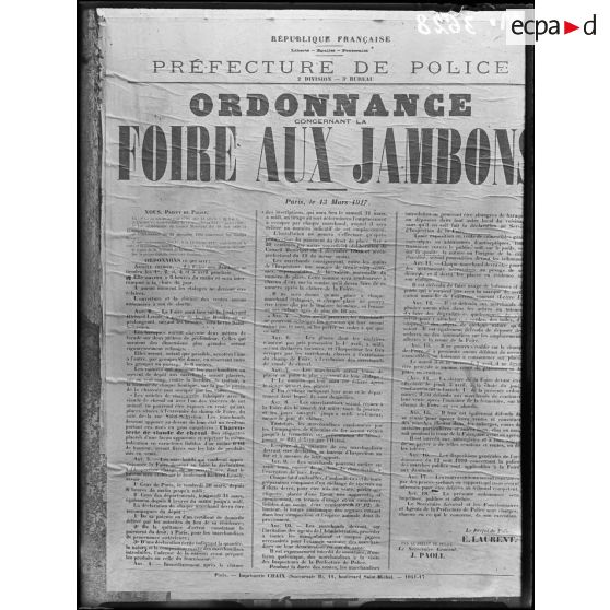 Paris, ordonnance pour la foire aux jambons. [légende d'origine]