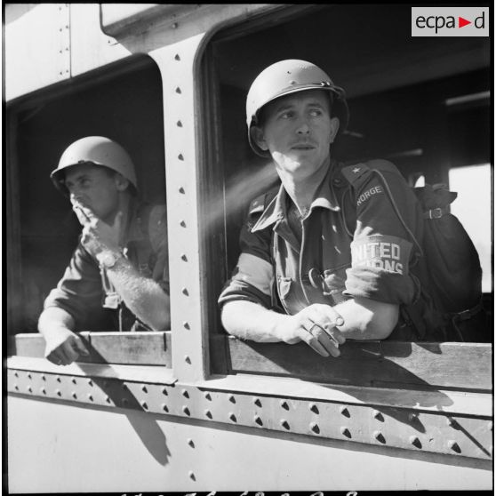 L'arrivée du détachement norvégien de l'ONU en gare de Port-Saïd.