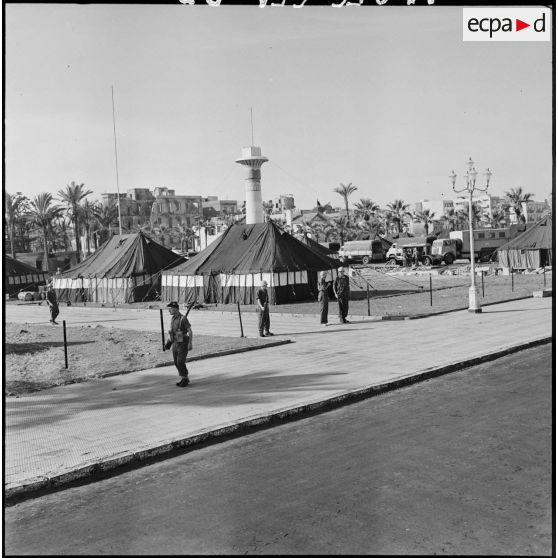 Le cantonnement du détachement norvégien de l'ONU à Port-Saïd.