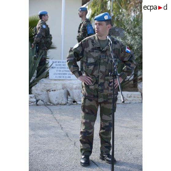 Discours du colonel Haberey, commandant le détachement français et chef de corps du 92e RI.