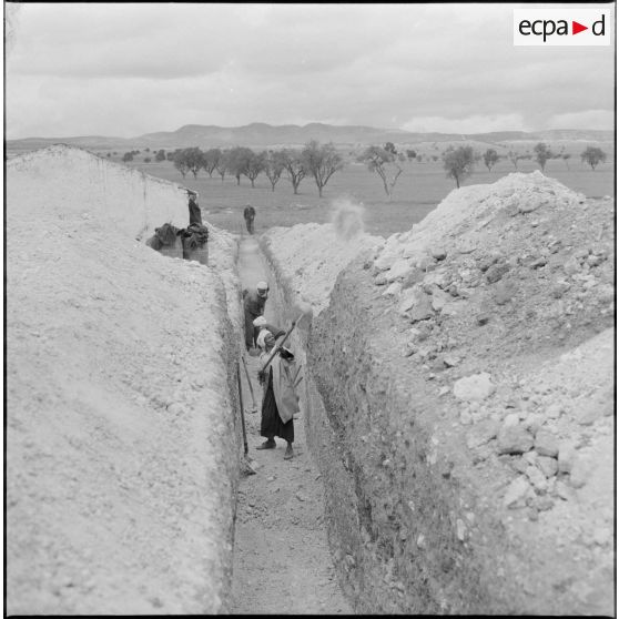 Des hommes creusant une tranchée sur un chantier.