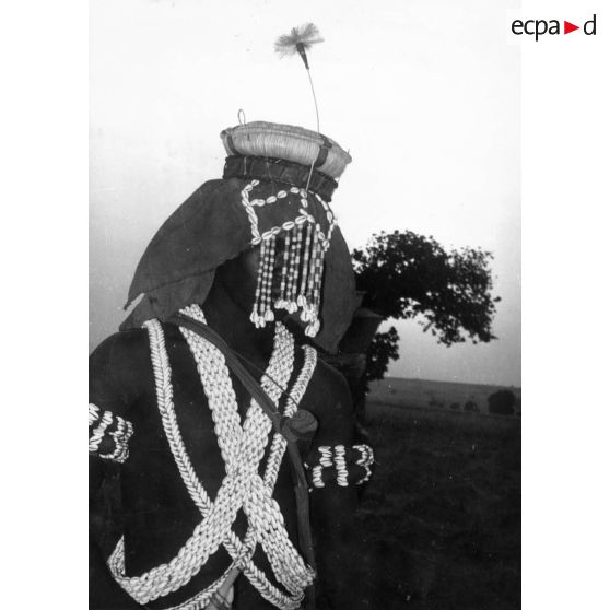 République de Côte d'Ivoire, Korhogo, 1962. Danseur masqué Sénoufo.