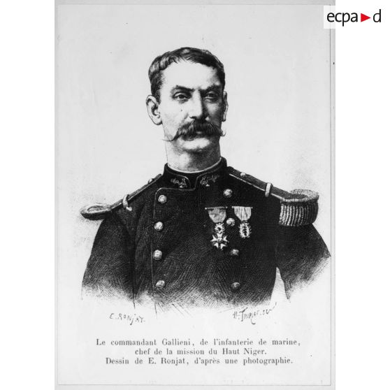 Guinée, Sénégal, Soudan français, 1883. Le commandant Gallieni, chef de la mission du Haut-Niger.