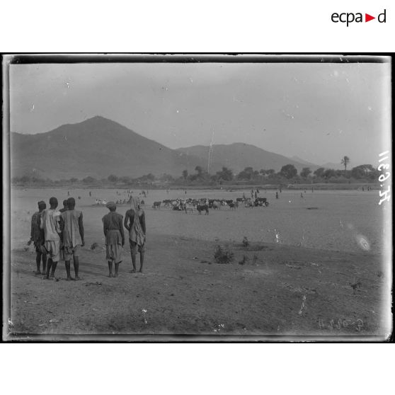 Maroua. Vue vers le mayo Tsanaga et le mont Dibinoye. [légende d'origine]