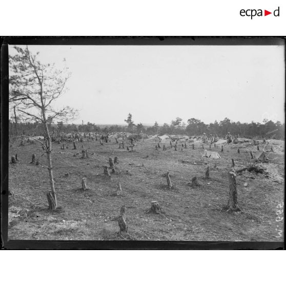 Les anciennes positions allemandes du Boyau de Blücher situées au bois du Trou-Bricot sont occupées par nos troupes. [légende d'origine]