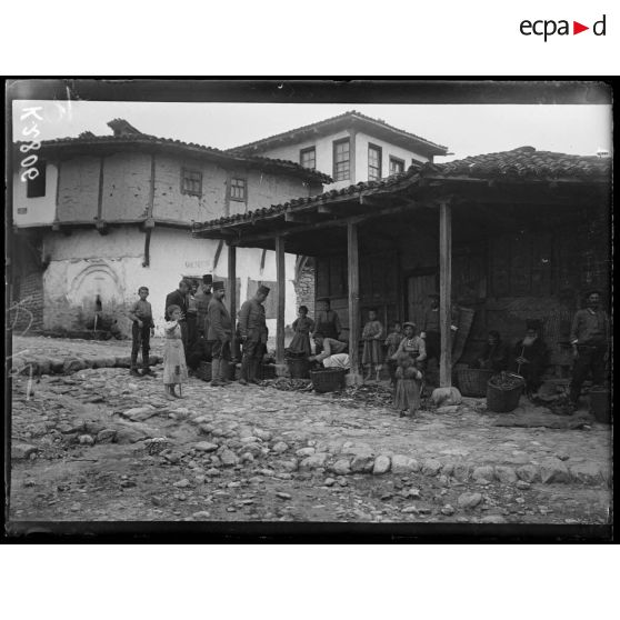 Gumendzé. Marché aux poissons. Brochets et carpes du lac d'Amatovo et du Vardar. [légende d'origine]